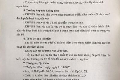 BÀI TUYÊN TRUYỀN: Về lợi ích của việc tiêm phòng vắc xin Td (Vắc xin uốn ván – bạch hầu)